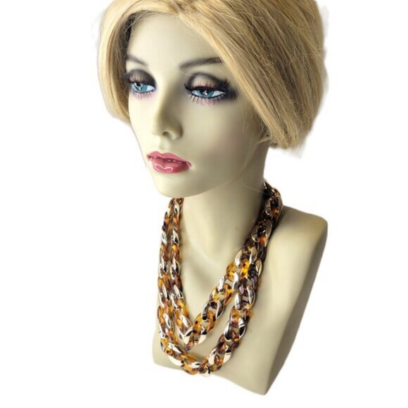 Chunky Brown Gold Choker Statement Necklace - Picture 2 of 10